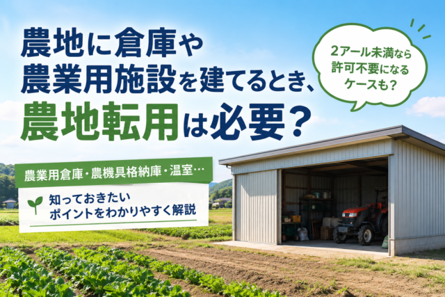 農地に倉庫や農業用施設を建てるとき、農地転用は必要？